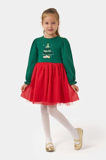 2-5 Yaş Happy New Kız Çocuk Elbise-Yeşil