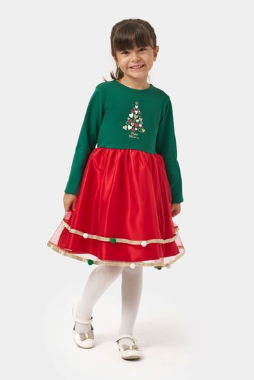 4-7 Yaş Happy Birthday Kız Çocuk Elbise-Yeşil