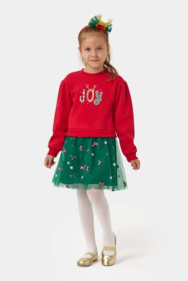 2-5 Yaş New Christimas Kız Çocuk Elbise-Kırmızı