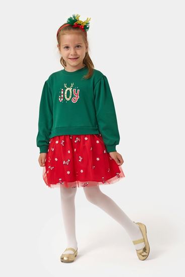 2-5 Yaş New Christimas Kız Çocuk Elbise-Yeşil