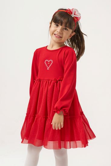 3-6 Yaş Tiny Noel Kız Çocuk Elbise-Kırmızı