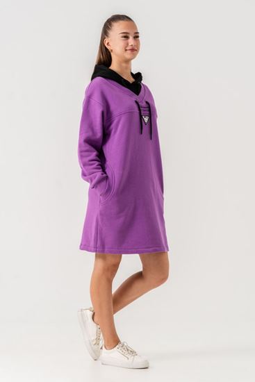 8-15 Yaş Designer Style Kız Çocuk Elbise -Mor