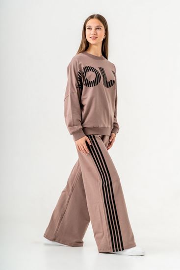 8-14 Yaş Enjoy Line Kız Çocuk Eşofman Takım -Latte-