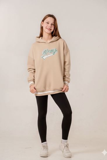 9-15 Yaş Unıque Strong Kız Çocuk Sweatshırt -Cappuccino