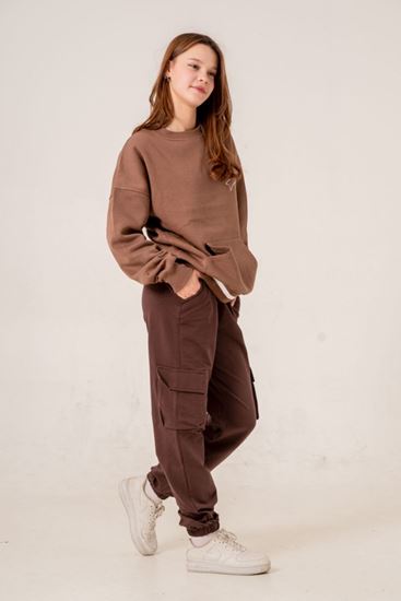 9-15 Yaş Mussness Cool Kız Çocuk Eşofman Altı -Kahve