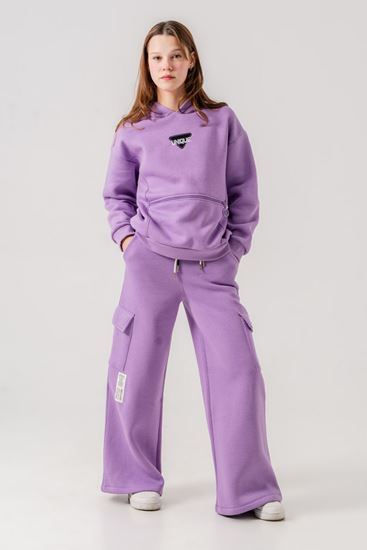 9-15 Yaş Unıque Italy Design Kız Çocuk Sweatshırt -Lila