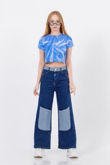 7-15 Yaş Parislora Kız Çocuk Pantolon -Mavi