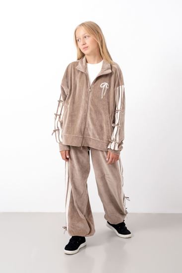 9-15 Yaş Moderno Ribbon Velvet Kız Çocuk Takım-Taş