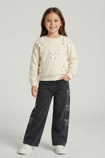 4-9 Yaş New Ribbon Kız Çocuk Pantolon-Antrasit