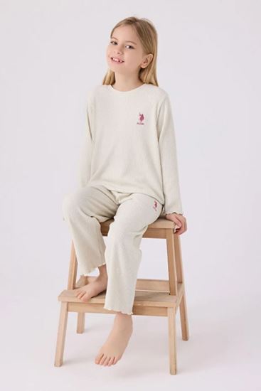 4-15 Yaş Lisanslı Us Polo Assn Kız Çocuk Takım-Krem