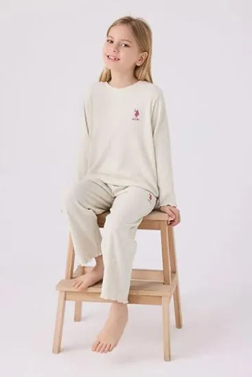 4-15 Yaş Lisanslı Us Polo Assn Kız Çocuk Takım-Krem