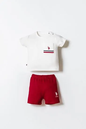 6-36 Ay Lisanslı Us Polo Assn Erkek Bebek Takım-Ekru