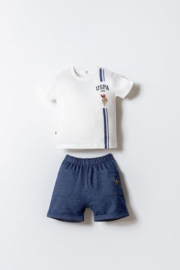 6-36 Ay Lisanslı Us Polo Assn Erkek Bebek Takım-Ekru