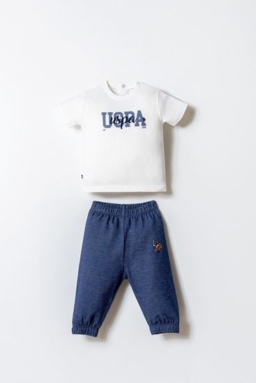 6-36 Ay Lisanslı Us Polo Assn Erkek Bebek Takım-Ekru