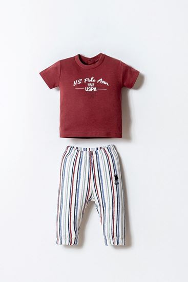 6-36 Ay Lisanslı Us Polo Assn Erkek Bebek Takım-Bordo