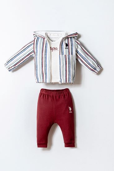 6-36 Ay Lisanslı Us Polo Assn Erkek Bebek 3'Lü Takım-Ekru