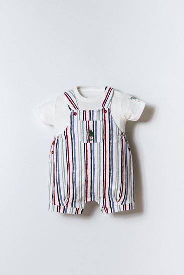 6-36 Ay Lisanslı Us Polo Assn Erkek Bebek Salopet Takım-Ekru