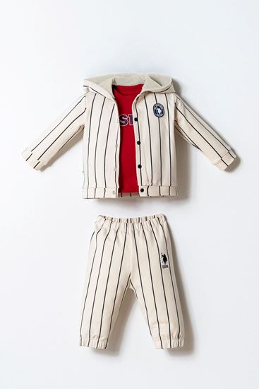 6-36 Ay Lisanslı Us Polo Assn Erkek Bebek 3'Lü Takım-Latte