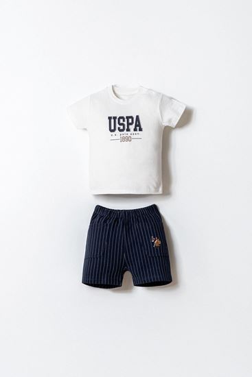 6-36 Ay Lisanslı Us Polo Assn Erkek Bebek Takım-Ekru