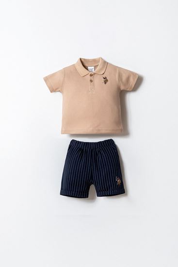 6-36 Ay Lisanslı Us Polo Assn Erkek Bebek Takım-Camel