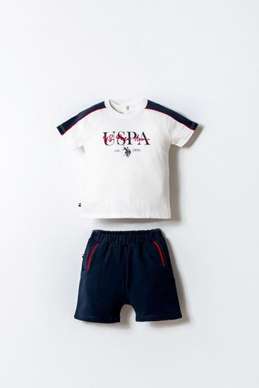 6-36 Ay Lisanslı Us Polo Assn Erkek Bebek Takım-Ekru