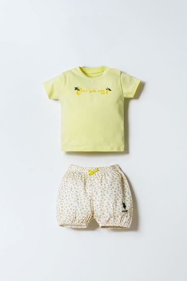 6-36 Ay Lisanslı Us Polo Assn Kız Bebek Takım-Sarı