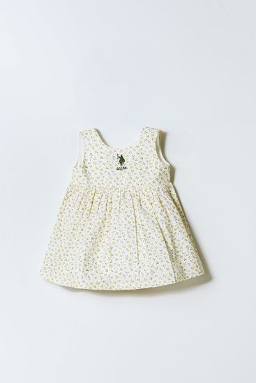 6-36 Ay Lisanslı Us Polo Assn Kız Bebek Elbise-Ekru
