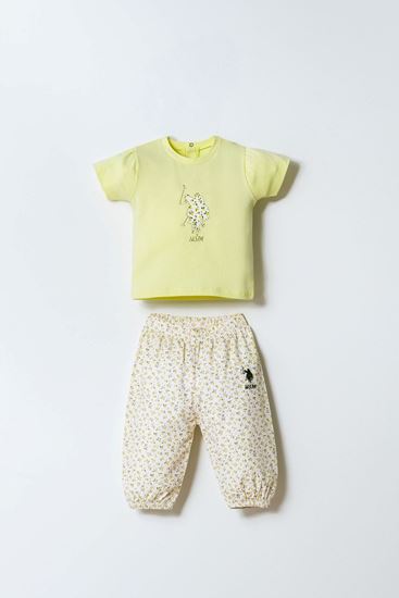 6-36 Ay Lisanslı Us Polo Assn Kız Bebek Takım-Sarı