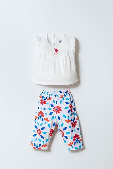 6-36 Ay Lisanslı Us Polo Assn Kız Bebek Takım-Ekru