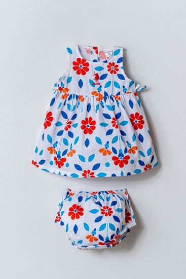 6-36 Ay Lisanslı Us Polo Assn Kız Bebek Elbise-Ekru