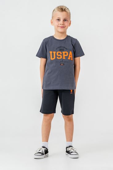 4-15 Yaş Lisanslı Us Polo Assn Erkek Çocuk Takım-Füme