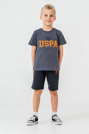 4-15 Yaş Lisanslı Us Polo Assn Erkek Çocuk Takım-Füme