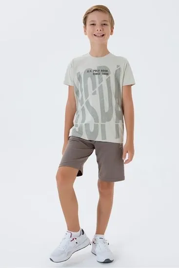 4-15 Yaş Lisanslı Us Polo Assn Erkek Çocuk Takım-Latte