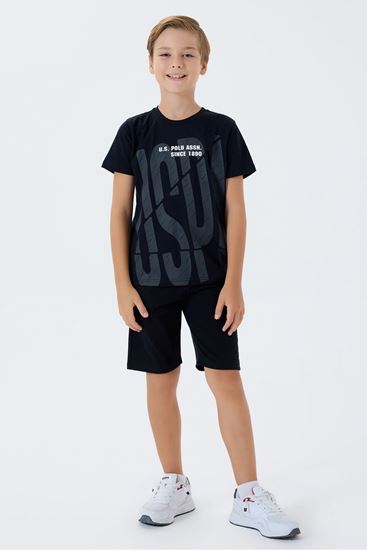 4-15 Yaş Lisanslı Us Polo Assn Erkek Çocuk Takım-Siyah