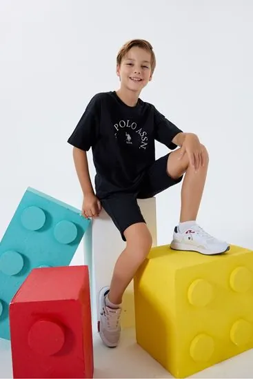 4-15 Yaş Lisanslı Us Polo Assn Erkek Çocuk Takım-Siyah
