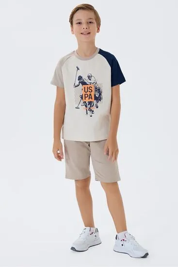 4-15 Yaş Lisanslı Us Polo Assn Erkek Çocuk Takım-Latte