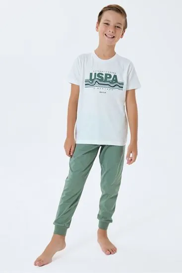 4-15 Yaş Lisanslı Us Polo Assn Erkek Çocuk Takım-Ekru