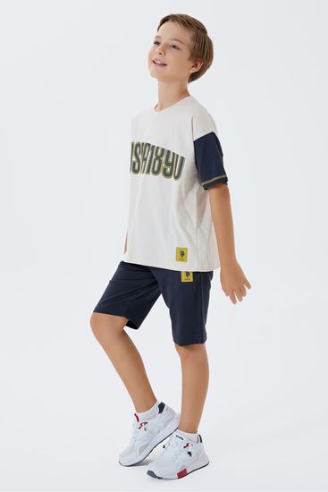 4-15 Yaş Lisanslı Us Polo Assn Erkek Çocuk Takım-Latte