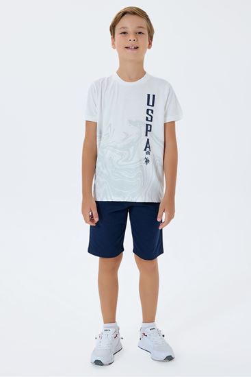 4-15 Yaş Lisanslı Us Polo Assn Erkek Çocuk Takım-Ekru