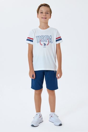 4-15 Yaş Lisanslı Us Polo Assn Erkek Çocuk Takım-Ekru