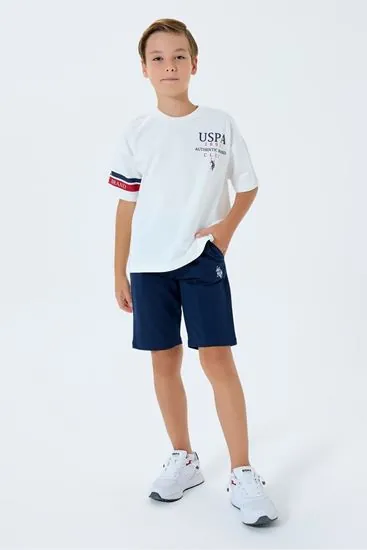 4-15 Yaş Lisanslı Us Polo Assn Erkek Çocuk Takım-Ekru