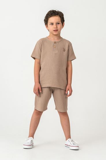 4-15 Yaş Lisanslı Us Polo Assn Erkek Çocuk Takım-Kum