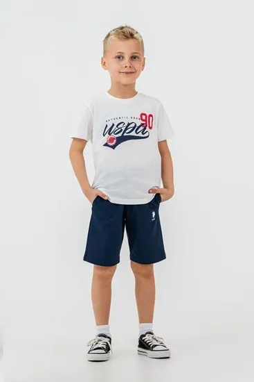 4-15 Yaş Lisanslı Us Polo Assn Erkek Çocuk Takım-Ekru