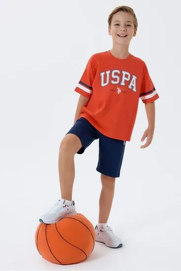 4-15 Yaş Lisanslı Us Polo Assn Erkek Çocuk Takım-Turuncu