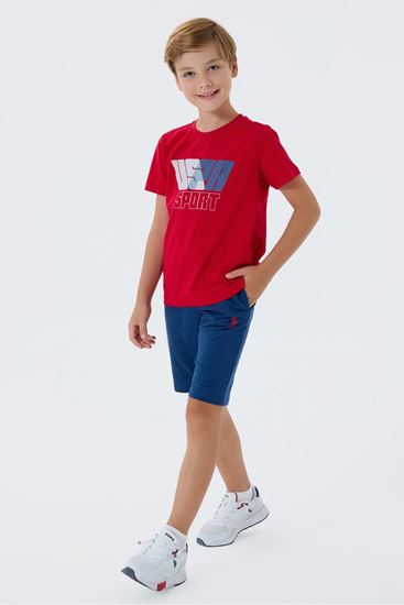 4-15 Yaş Lisanslı Us Polo Assn Erkek Çocuk Takım-Kırmızı