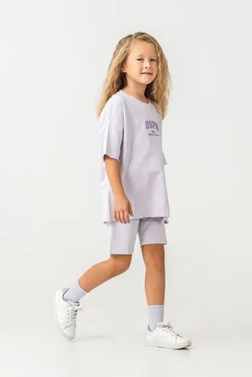 4-15 Yaş Lisanslı Us Polo Assn Kız Çocuk Takım-Lila