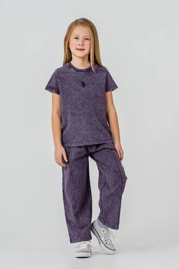 4-15 Yaş Lisanslı Us Polo Assn Kız Çocuk Takım-Mor