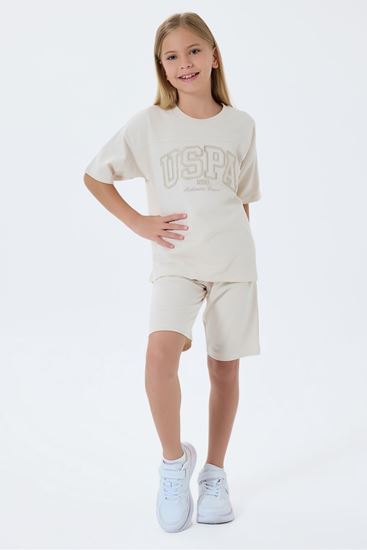 4-15 Yaş Lisanslı Us Polo Assn Kız Çocuk Takım-Latte