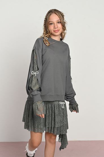 9-14 Yaş Modern Dreamy Kız Çocuk Takım-Antrasit