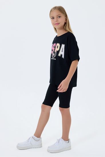 4-15 Yaş Lisanslı Us Polo Assn Kız Çocuk Takım-Siyah